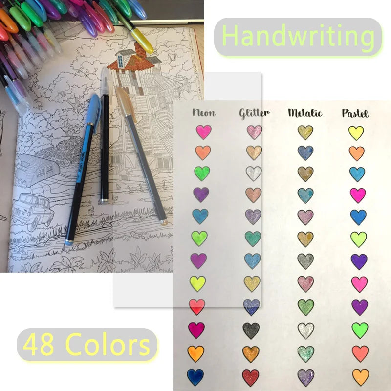 48 Colors Sketch Pen Marker Painting Drawing Stationery Color Brush Pen Kawaii Art Markers Stationery Crafts