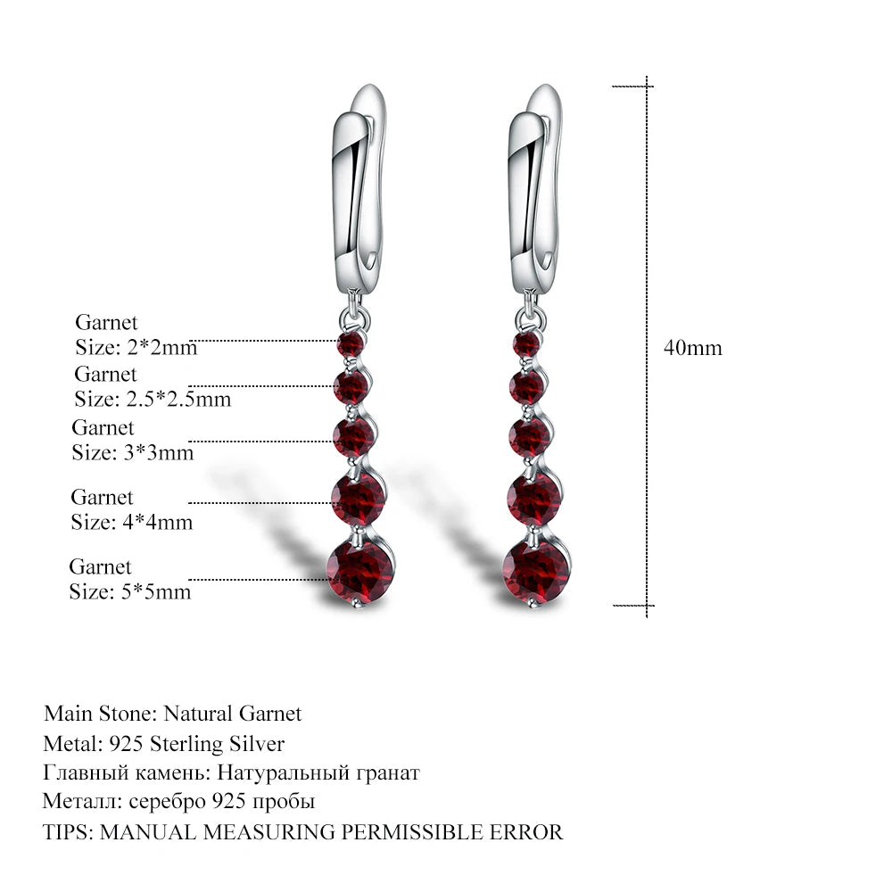 GEM'S BALLET 2.67Ct Natural Red Garnet Gemstone Drop Earrings