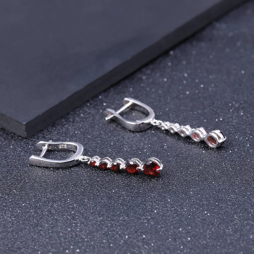 GEM'S BALLET 2.67Ct Natural Red Garnet Gemstone Drop Earrings