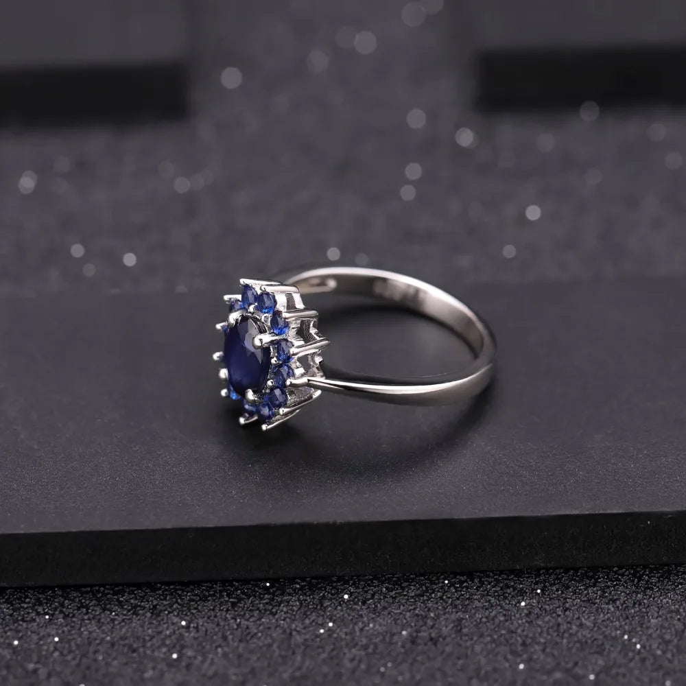 GEM'S BALLET 1.89Ct Natural Blue Sapphire 925 Silver Ring 585 14K 10K 18K Gold Gemstones