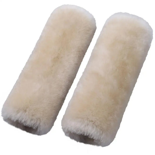 2Pcs Car Seat Belt Pad, Fluffy Wool Sheepskin Seatbelt Shoulder Cover