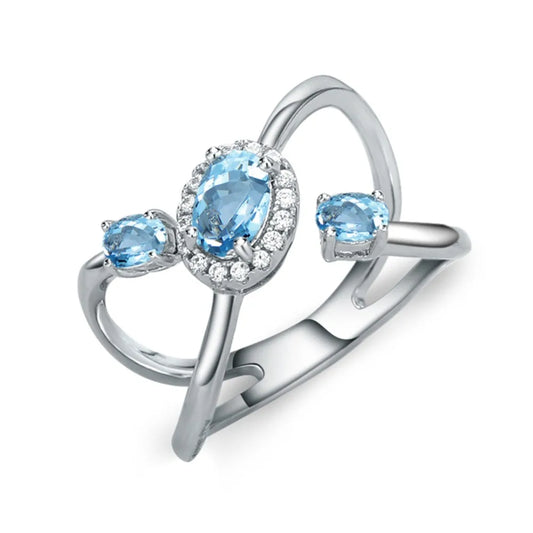 Gem's Ballet 1.04Ct Round Natural Sky Blue Topaz Gemstone Finger ring