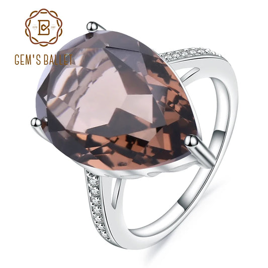 Gem's Ballet 10.68ct Natural Smoky Quartz Gemstone Cocktail Rings