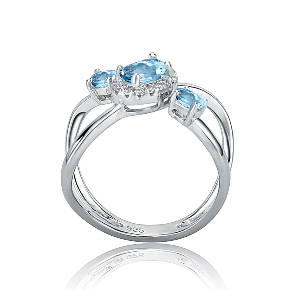 Gem's Ballet 1.04Ct Round Natural Sky Blue Topaz Gemstone Finger ring