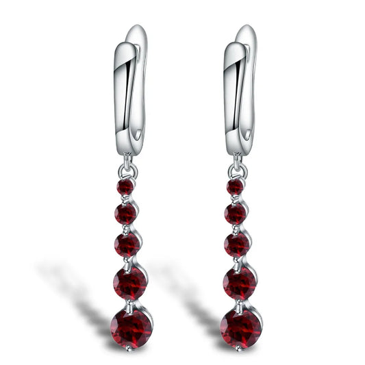 GEM'S BALLET 2.67Ct Natural Red Garnet Gemstone Drop Earrings