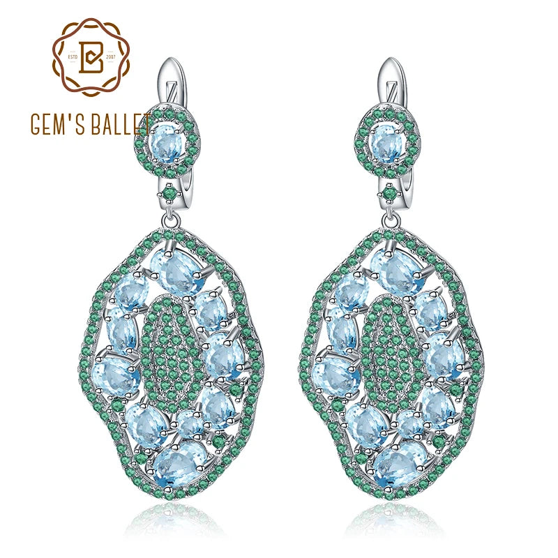 GEM'S BALLET 7.74Ct Natural Sky Blue Topaz Hyperbole Earrings 925 Sterling Sliver Gemstone