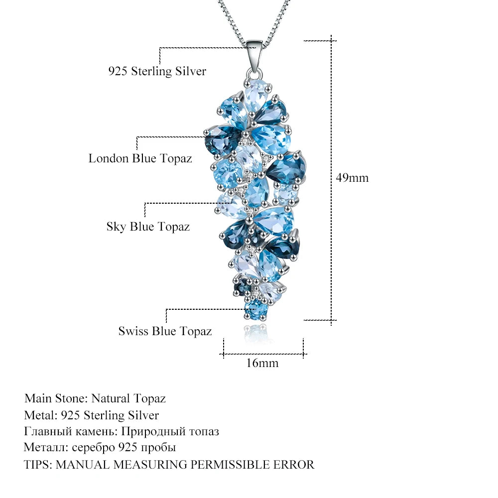 GEM'S BALLET London Blue Topaz Swiss Blue Topaz Sky Blue Topaz Mix Gemstone Pendants