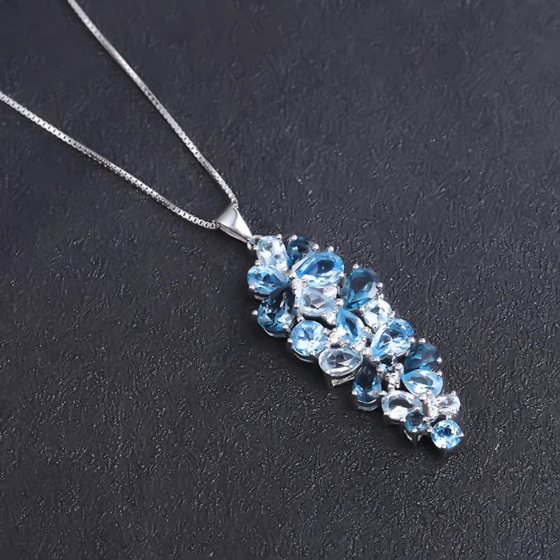 GEM'S BALLET London Blue Topaz Swiss Blue Topaz Sky Blue Topaz Mix Gemstone Pendants