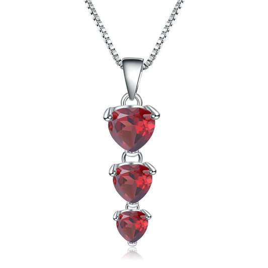 GEM'S BALLET 2.87Ct Natural Red Garnet Gemstone Genuine 925 Sterling Silver Heart Pendant Necklace