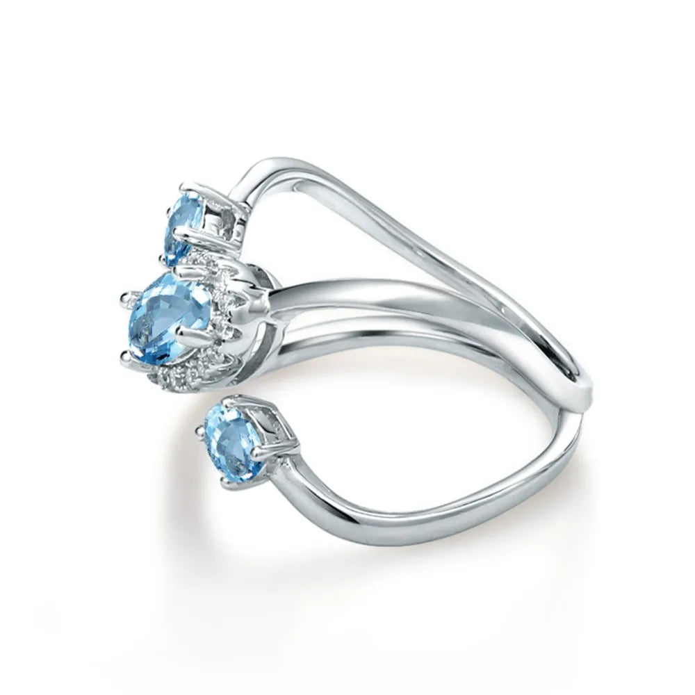 Gem's Ballet 1.04Ct Round Natural Sky Blue Topaz Gemstone Finger ring