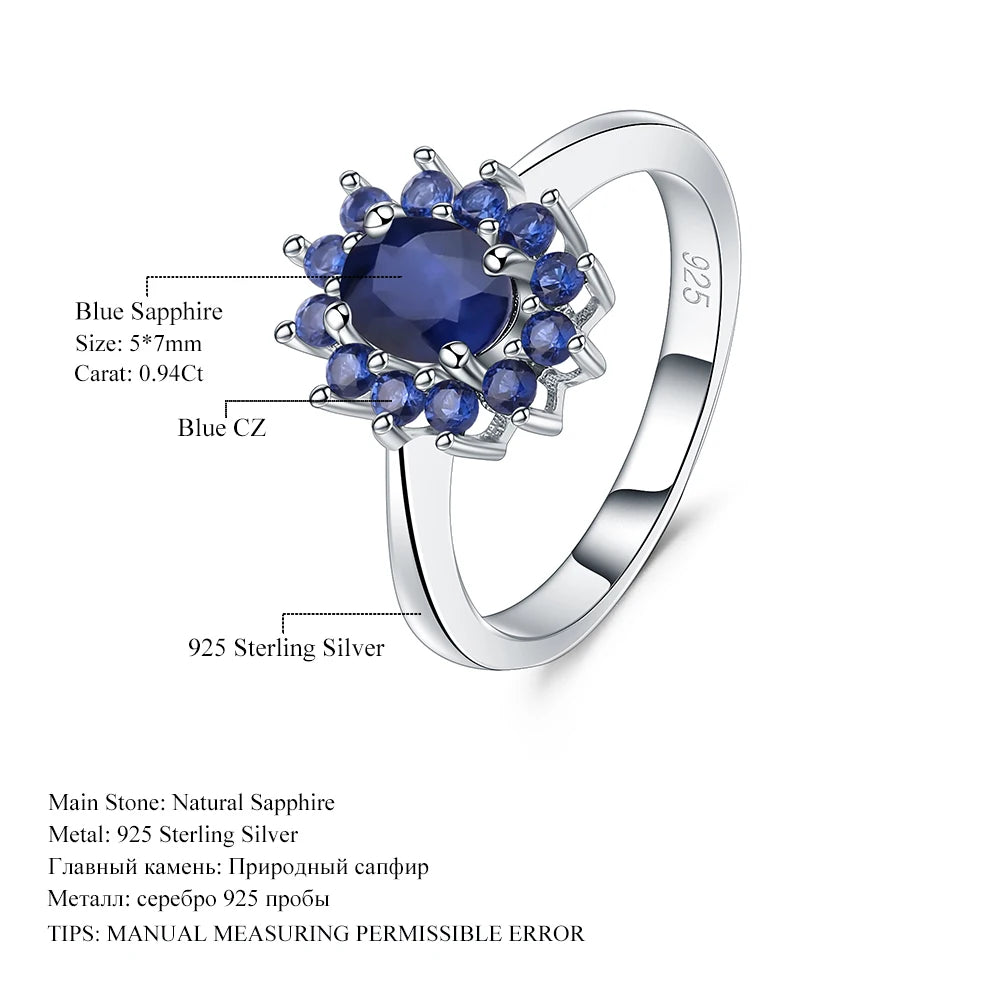 GEM'S BALLET 1.89Ct Natural Blue Sapphire 925 Silver Ring 585 14K 10K 18K Gold Gemstones