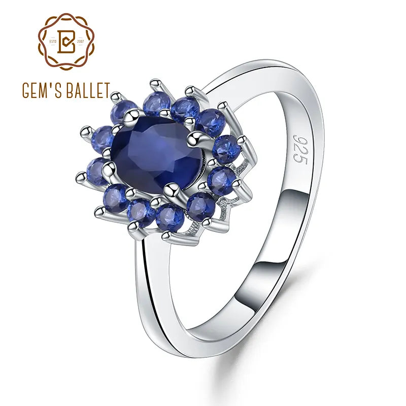 GEM'S BALLET 1.89Ct Natural Blue Sapphire 925 Silver Ring 585 14K 10K 18K Gold Gemstones