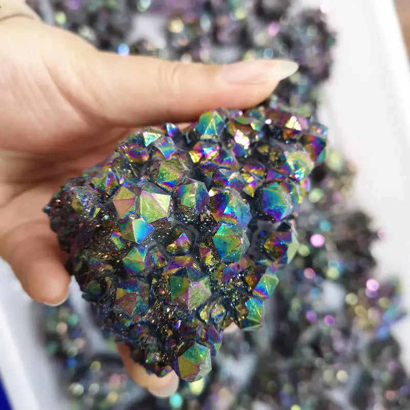 70g Natural Aura Rainbow Titanium Bismuth Quartz Crystal Cluster