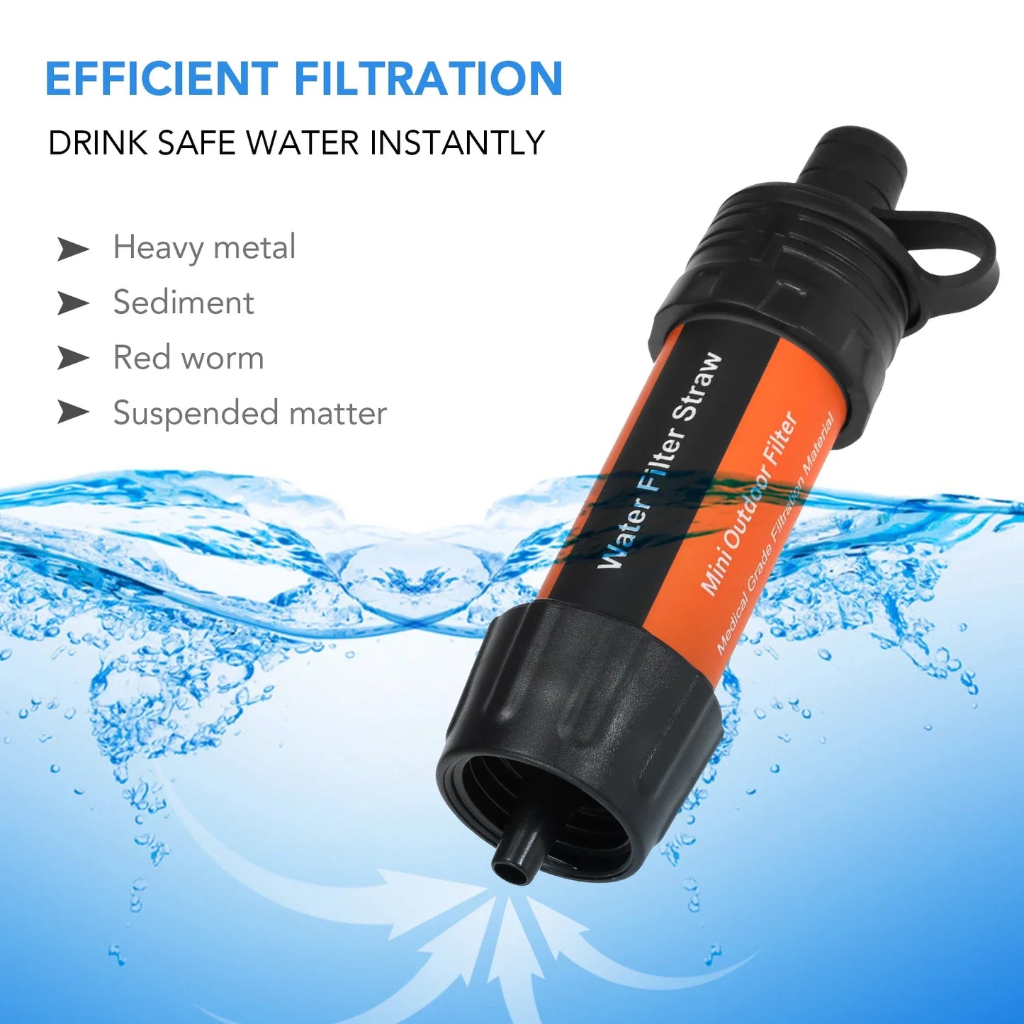 Outdoor Survival Water Filter Straw Camping Equipment Water Purifier Water Filtration System Safety