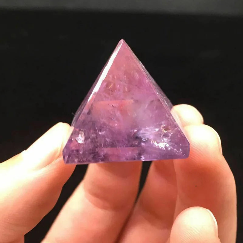 Purple Natural Brazilian Amethyst Quartz Crystal Pyramid Healing Gemstone