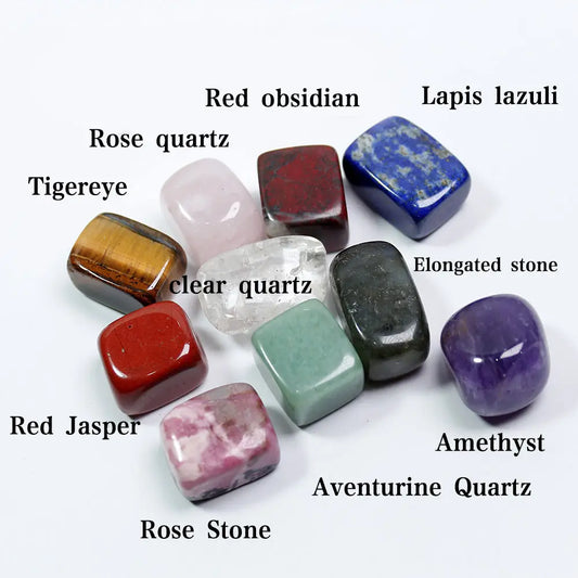 10Pcs Natural Chakra Healing Crystal Polished Tumbled Stone Set Mineral Rock Quartz Gemstone