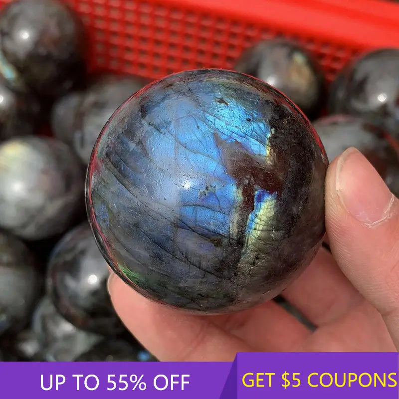 60mm Round Natural Labradorite Moonstone Polished Sphere