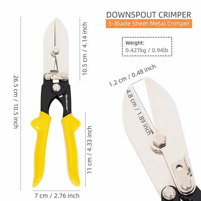 5-Blade Sheet Metal Crimper Crimp up 24 Gauge Steel and 28 Gauge Stainless Steel For Stove Pipe