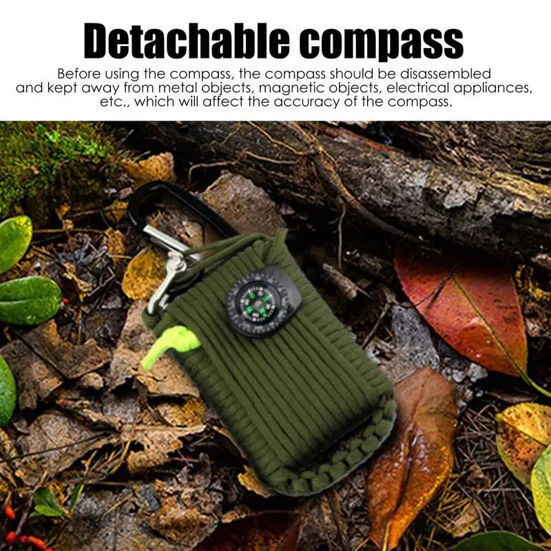 Survival Kits Camp Fishing Set Bags Includes Line Saw Paracord Pin Return Pin Whistle Flashlight