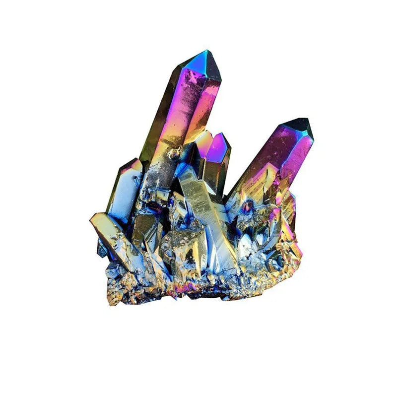 50g Natural Aura Rainbow Titanium Bismuth Quartz Crystal Cluster Gemstone