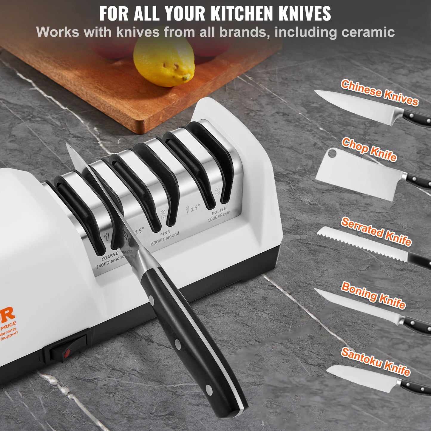 VEVOR Electric Knife Sharpener 3 Stages Kitchen Knife Sharpener