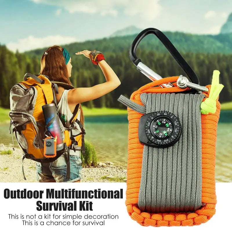 Survival Kits Camp Fishing Set Bags Includes Line Saw Paracord Pin Return Pin Whistle Flashlight