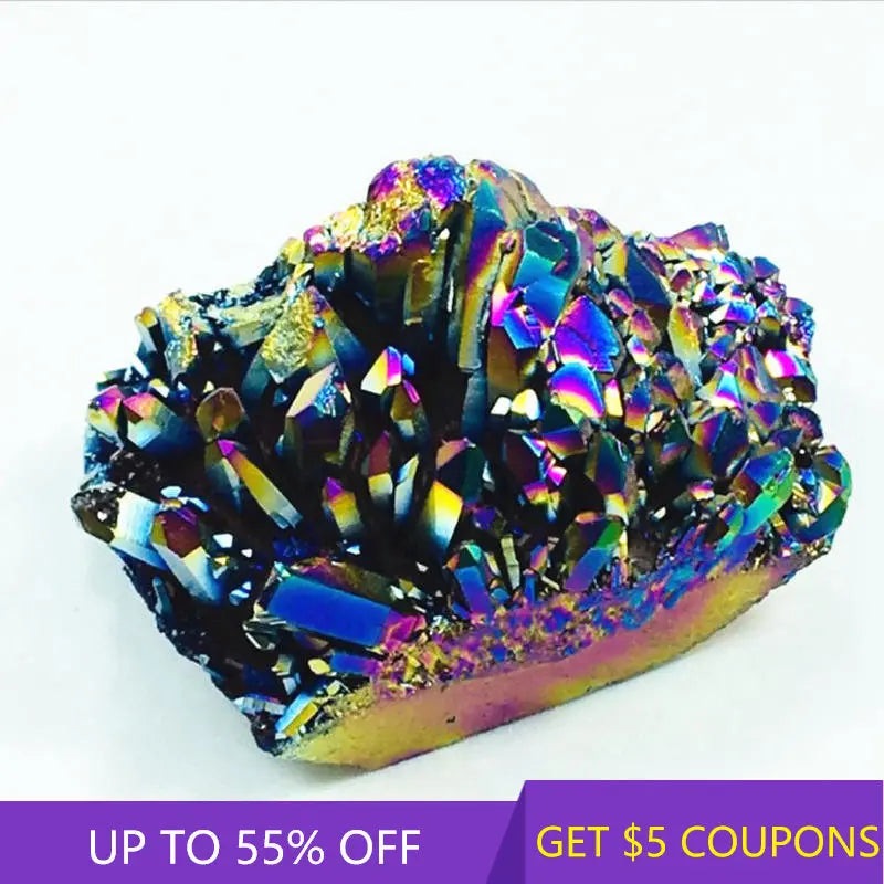 150g Large Natural Aura Rainbow Titanium Bismuth Quartz Crystal Cluster