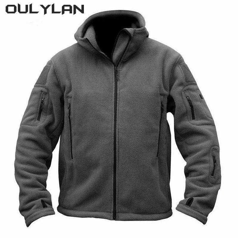 Oulylan Warm Fleece Tactical Jacket Mens Army Jackets Windbreaker Outdoor Work Jacket