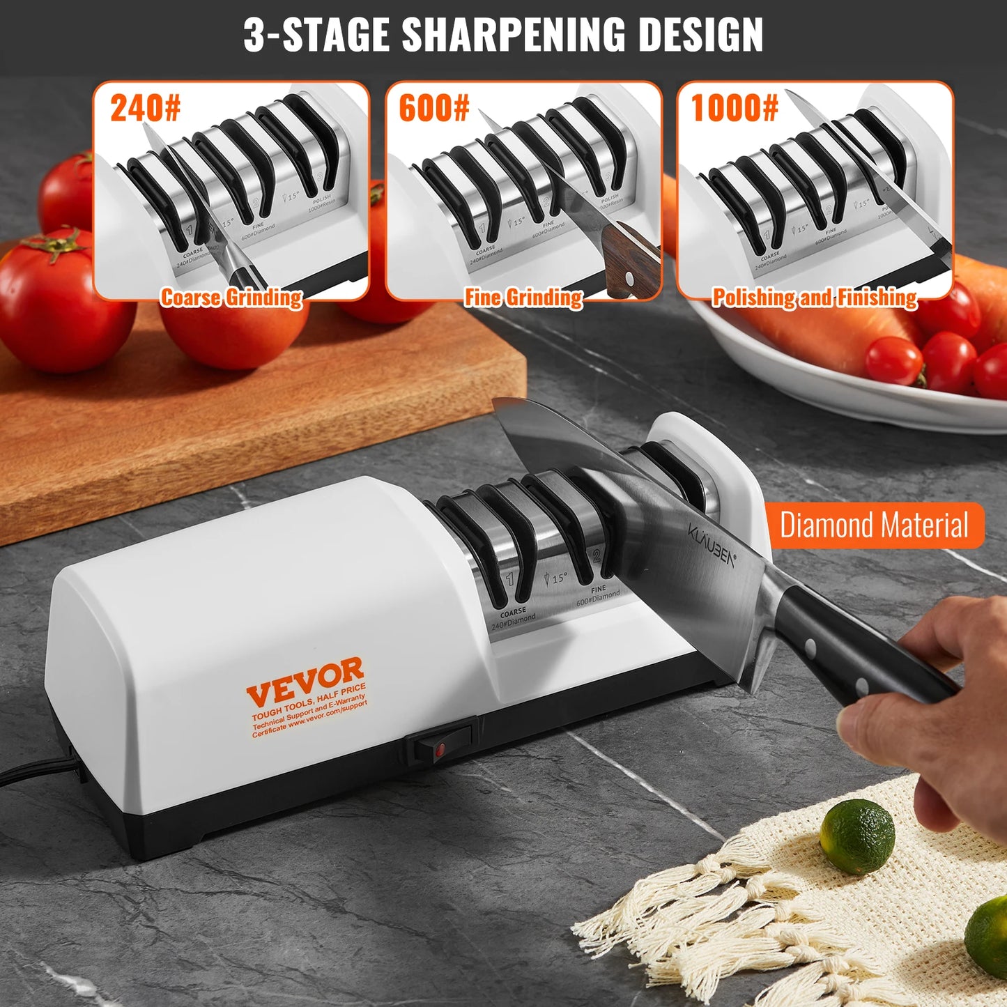 VEVOR Electric Knife Sharpener 3 Stages Kitchen Knife Sharpener