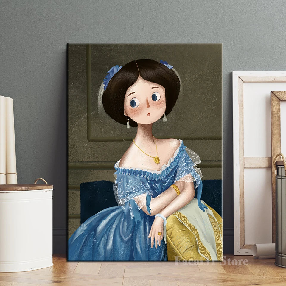 Cute Rabbit Version Poster Artist Johannes Vermeer Girl with a Pearl Earring Canvas Wall Art