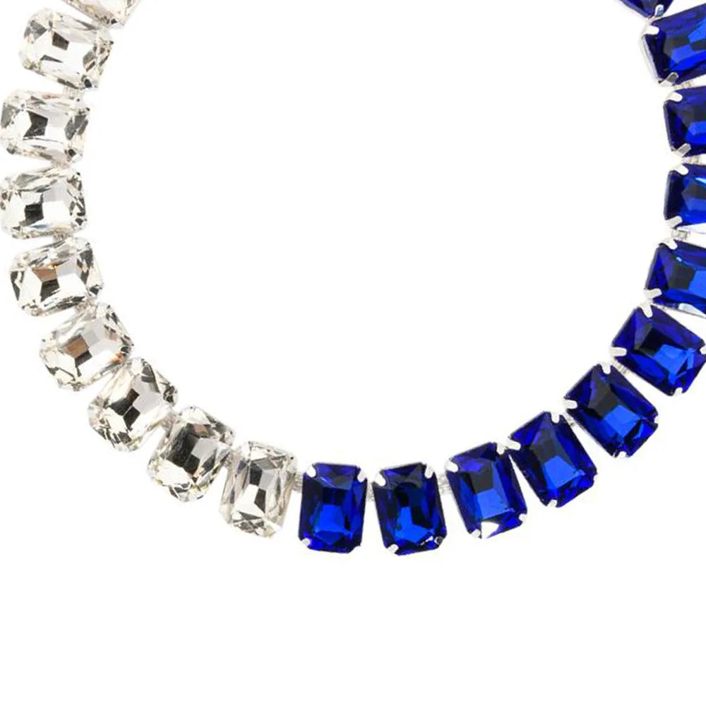 Stonefans Patchwork Blue Crystal Choker Necklace Fashion Lady Jewelry