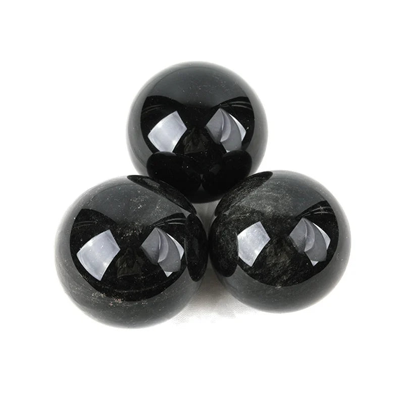 80mm Large Natural Black Obsidian Stone Ball Quartz Crystal Sphere