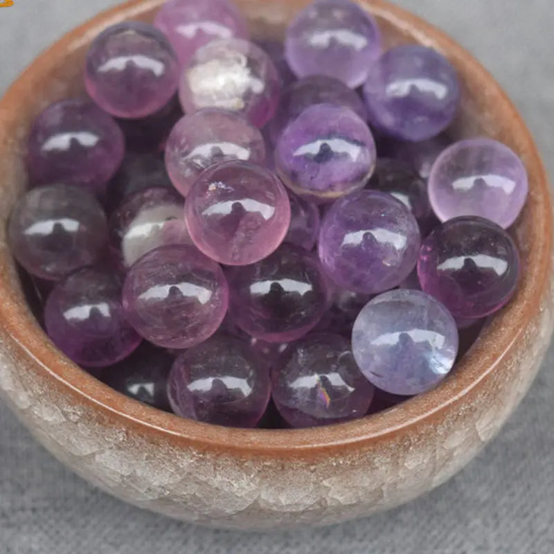 35mm Purple Natural Amethyst Sphere W/ Stand Healing Quartz Crystal Ball Polished Gemstone