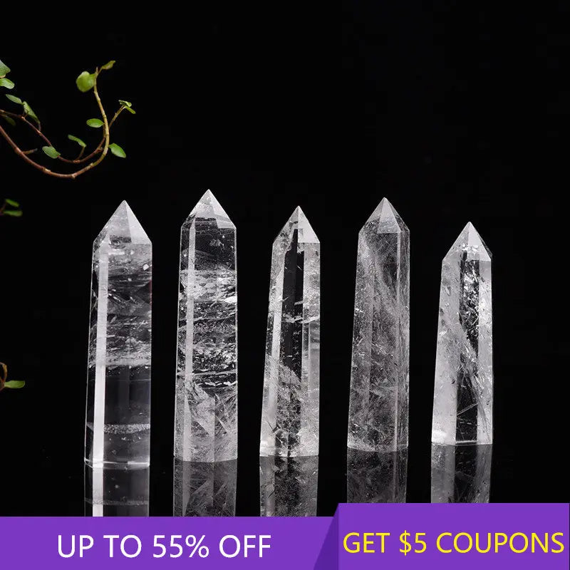 30-70mm Natural White Clear Quartz Crystal Point Wand Healing Hexagonal Obelisk