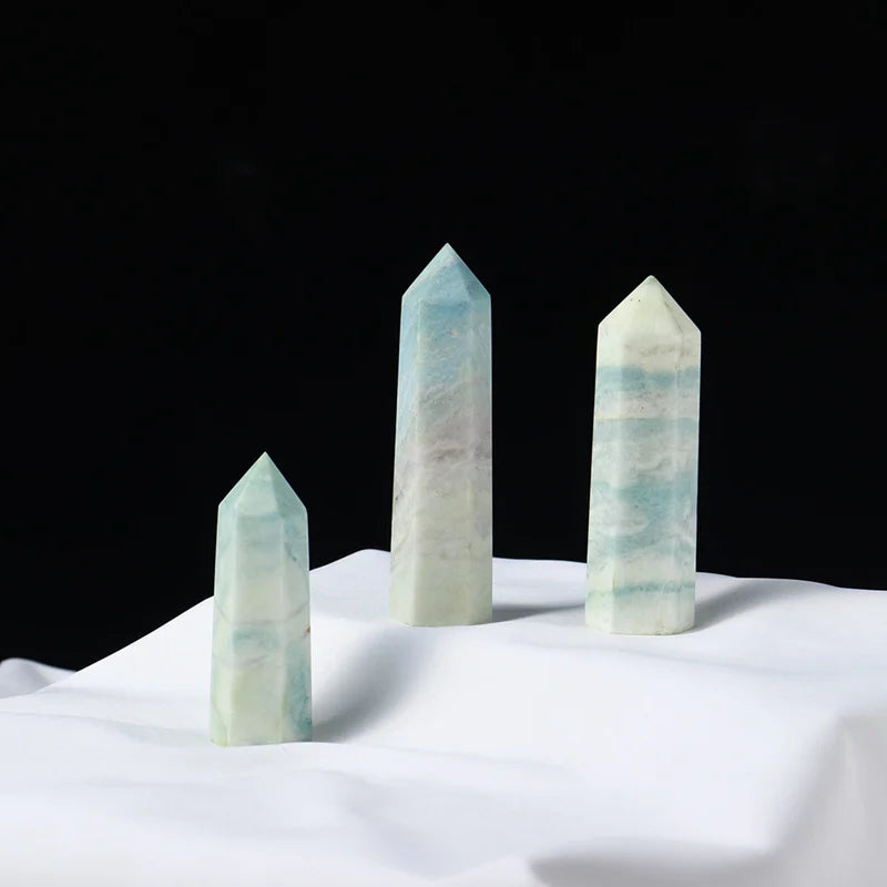 Natural Blue Carribean Calcite Crystal Point Wand Quartz Obelisk Healing Stone