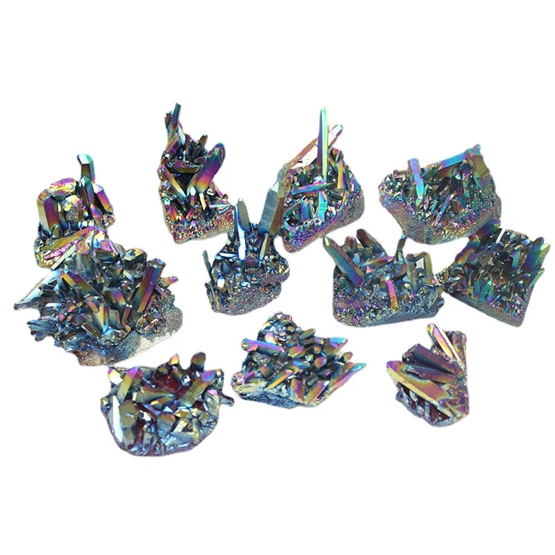 50g Natural Aura Rainbow Titanium Bismuth Quartz Crystal Cluster Gemstone