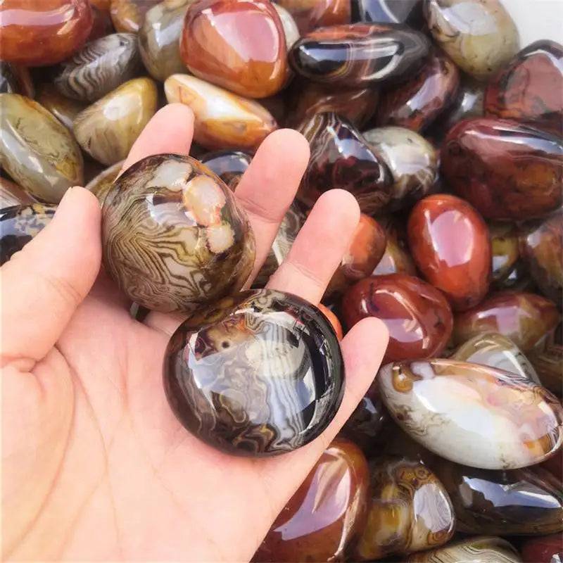 Natural Red Agate Stone Healing Crystal Geode Sardonyx Gemstone Polished Palm Ore Rock