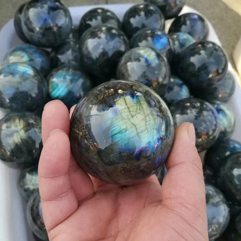 60mm Round Natural Labradorite Moonstone Polished Sphere