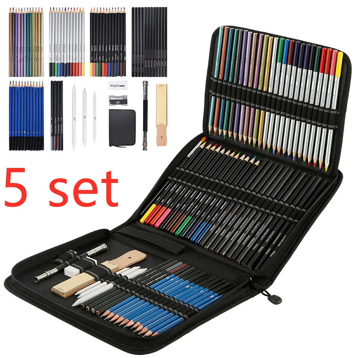 72Pcs Sketching Pencils Set Professional Complete Drawing Pencils Graphite Pencils Beginners Artists