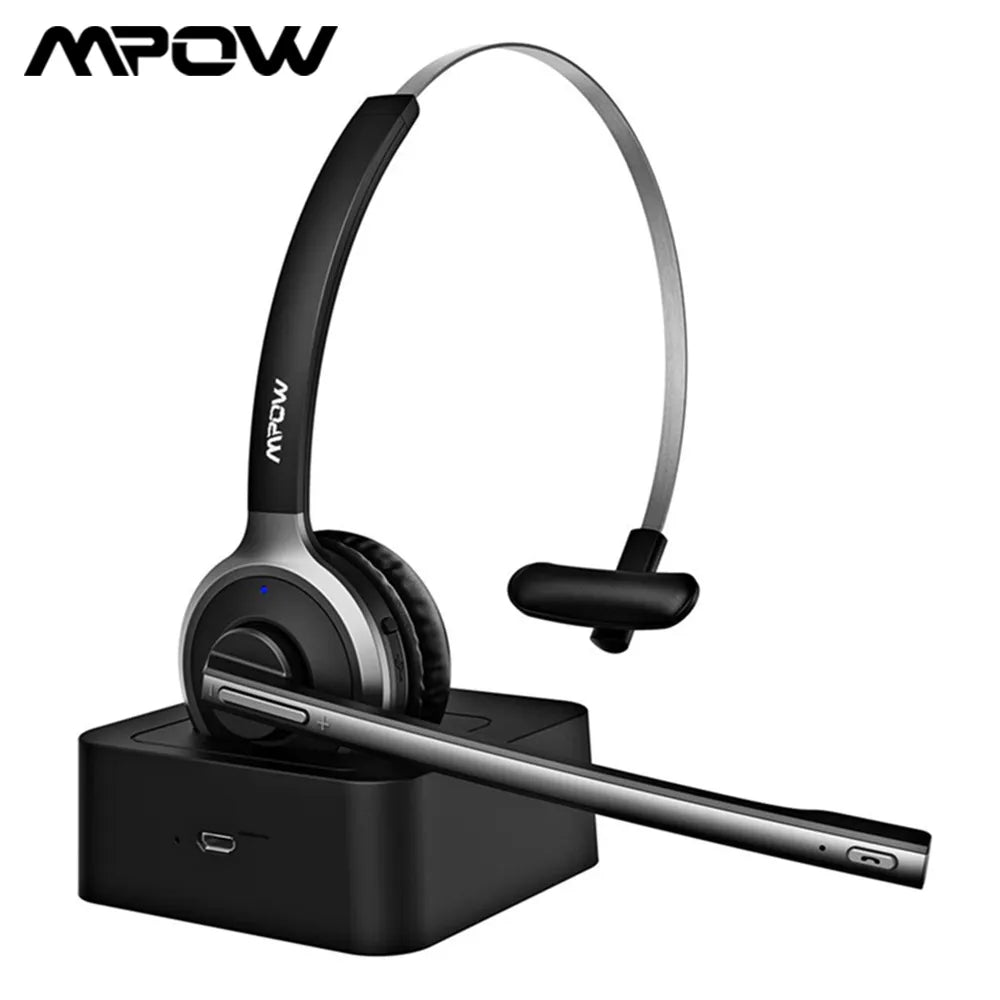 Mpow BH231 Office Bluetooth Headset with Charging Stand Dock