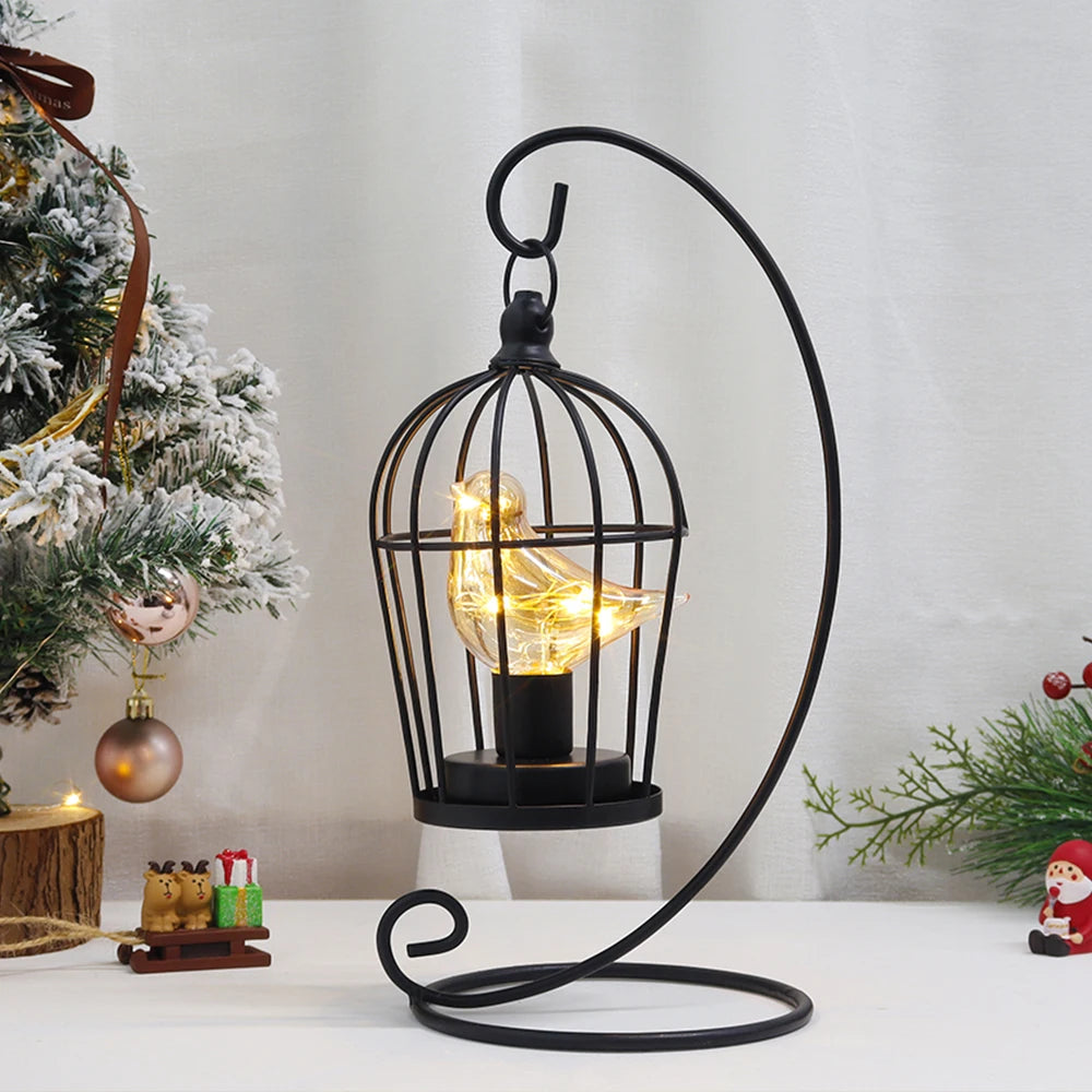 Vintage Birdcage Table Lamp Hanging Lantern Candlestick Metal Hollow Lanterns