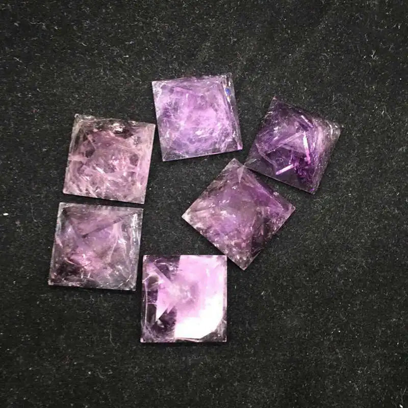 Purple Natural Brazilian Amethyst Quartz Crystal Pyramid Healing Gemstone