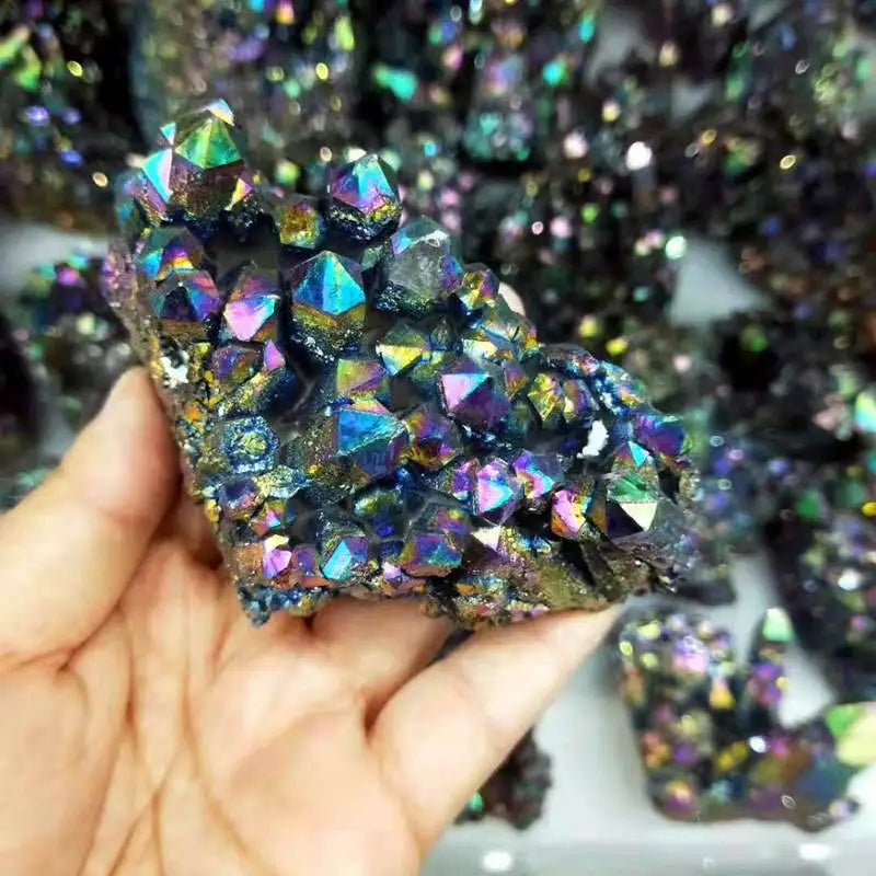 70g Natural Aura Rainbow Titanium Bismuth Quartz Crystal Cluster