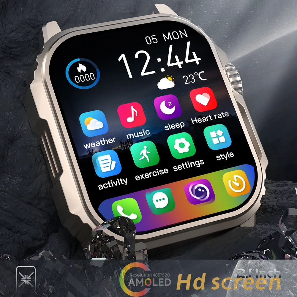 Outdoor Smart Watch Men AMOLED Screen Compass Siri Voice GPS Motion Path Bluetooth Call Smartwatch