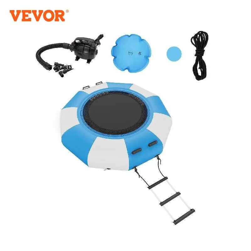 VEVOR Inflatable Water Bouncer 6.5ft Portable Bounce Swim Platform 3-Step Ladder Electric Air Pump