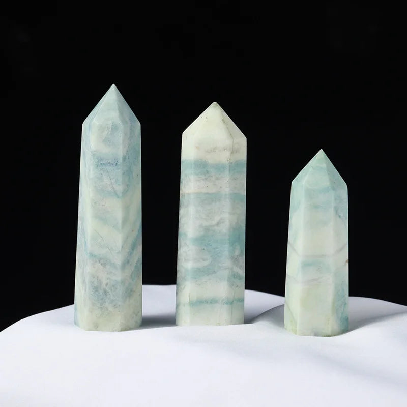 Natural Blue Carribean Calcite Crystal Point Wand Quartz Obelisk Healing Stone