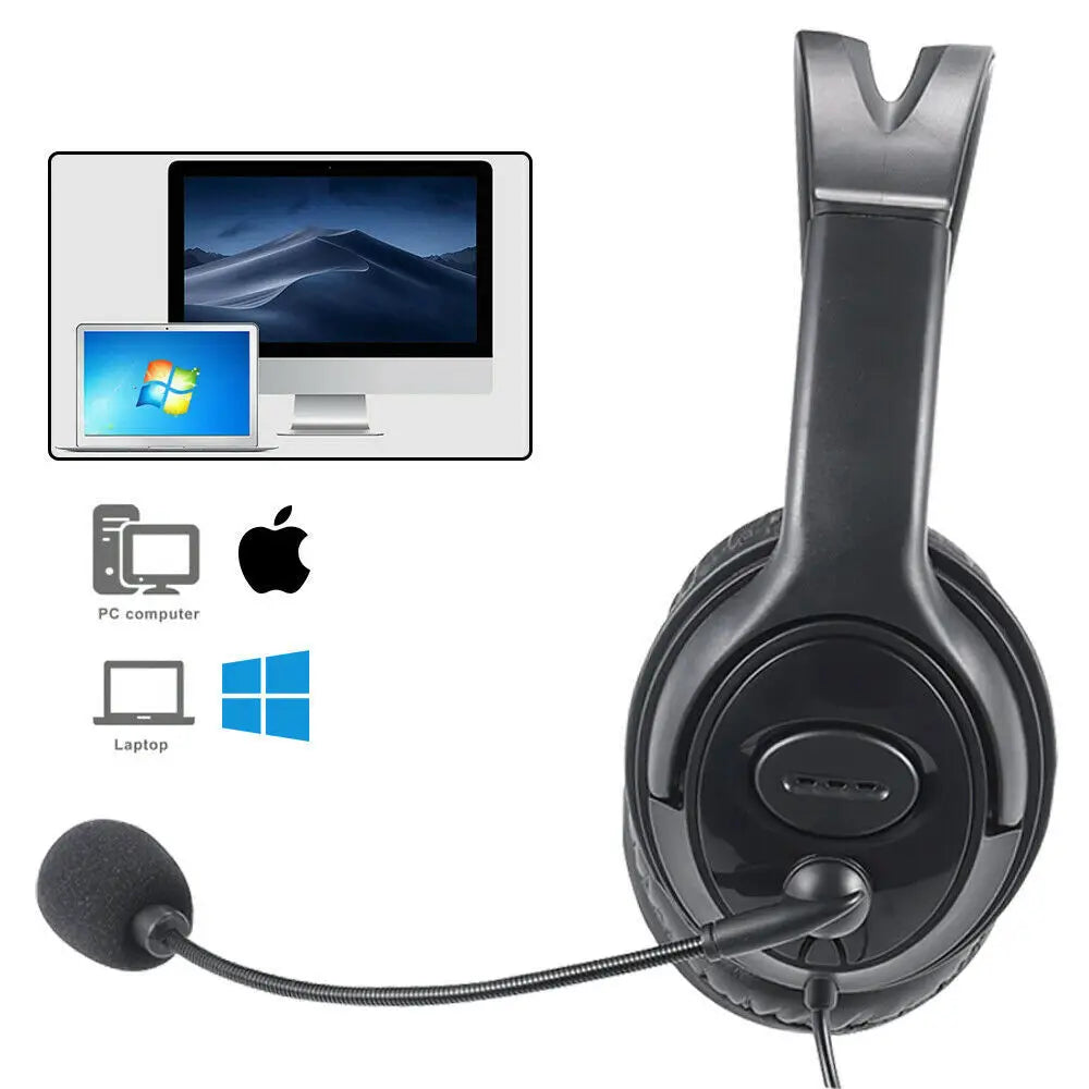 USB Wired Headphone Noise Cancelling Headsets Over Gaming Over-Ear Headphones with Mic