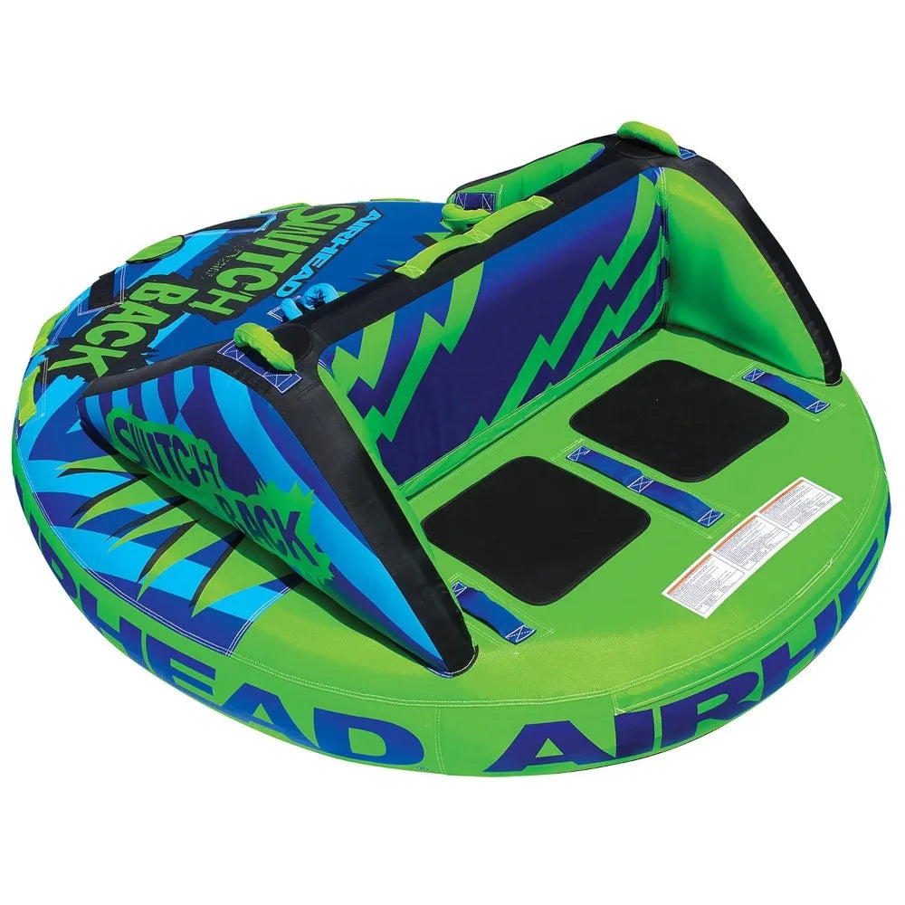 Switchback Towable 1-4 Rider Tube for Boating and Water Sports, Double-Stitched Full Nylon Cover