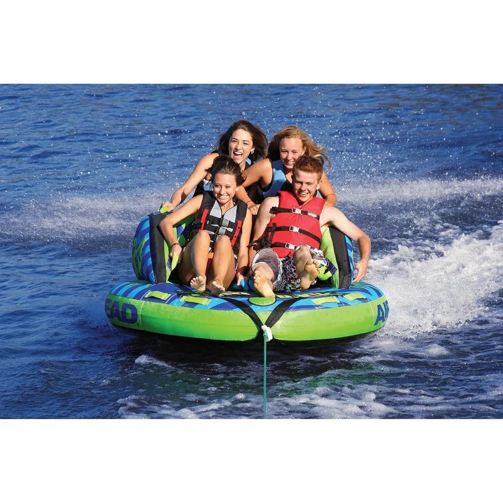 Switchback Towable 1-4 Rider Tube for Boating and Water Sports, Double-Stitched Full Nylon Cover