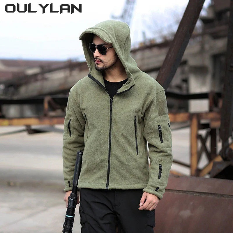 Oulylan Warm Fleece Tactical Jacket Mens Army Jackets Windbreaker Outdoor Work Jacket